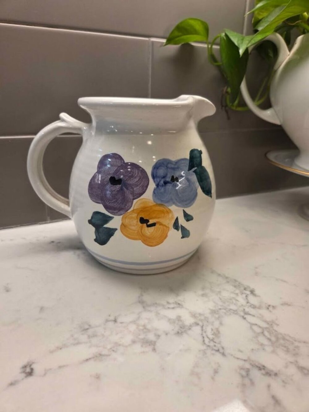 Vintage painted floral pitcher